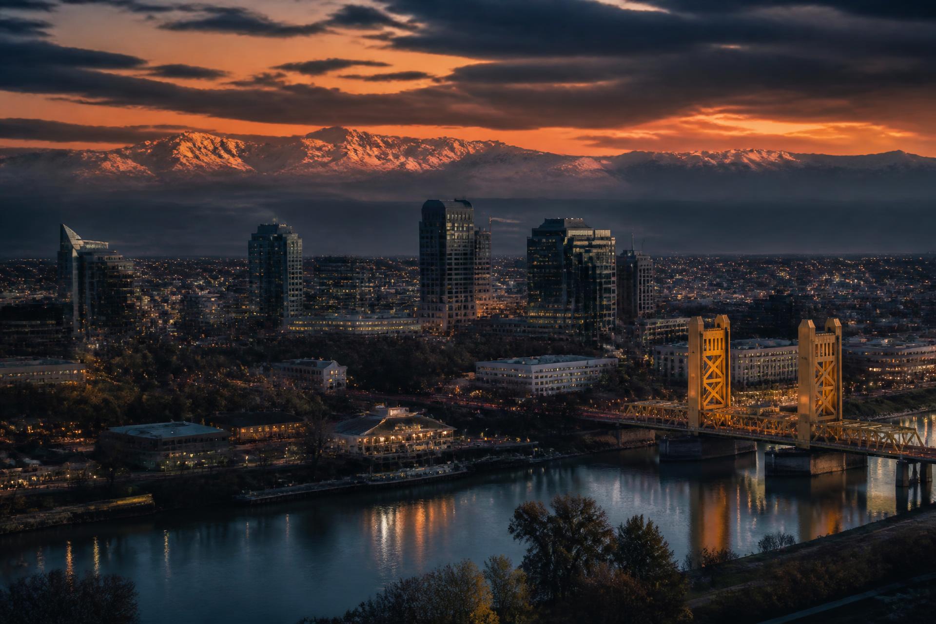 Sacramento skyline at twilight